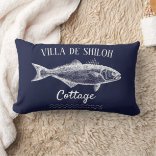 Coussin Rectangle Rustique Lake House Truite Bleu