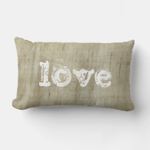 Coussin Rectangle Rustique toile naturelle Burlap Love