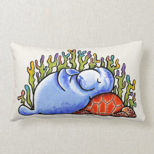 Coussin Rectangle Sable de plage de soirée pyjamas de tortue de mer