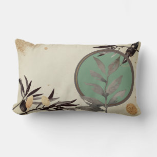 Coussin Rectangle Sage Green & Cream Aquarelle Abstraite artistique