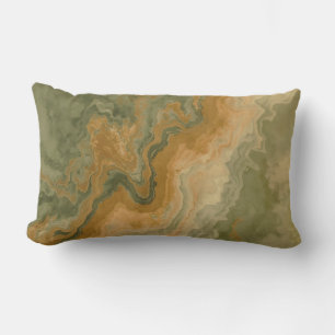 Coussin Rectangle Sage Olive Green Mustard Yellow Print