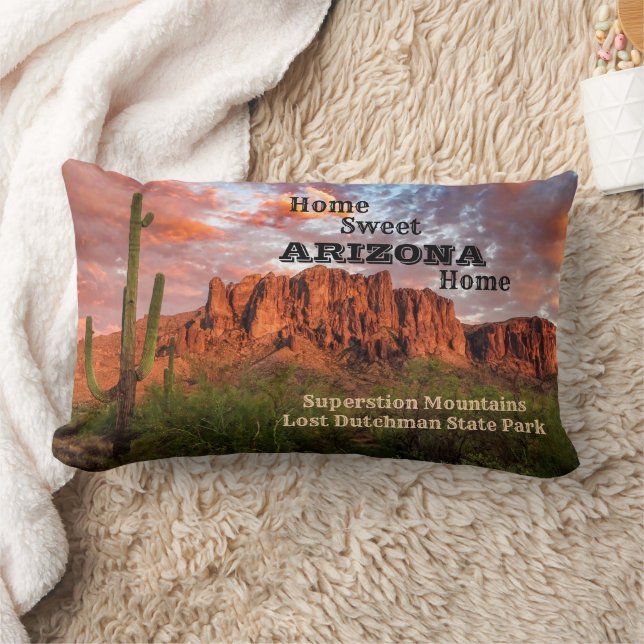 Coussin Rectangle Saguaro Cactus Superstition Coucher de soleil de m (Couverture)