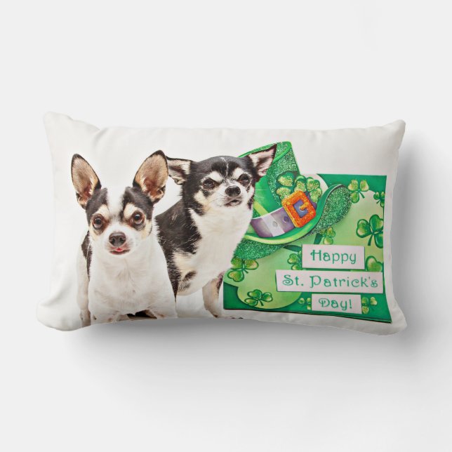 Coussin Rectangle Saint Patrick's Day Chihuahua's (Recto)