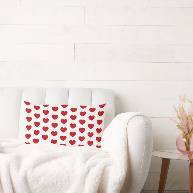 Coussin Rectangle Saint Valentin Coeurs Rouge et Blanc (Canapé)