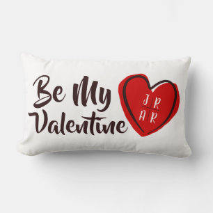 Coussin Rectangle Saint-Valentin Cœurs Rouges Romance Couple Initial