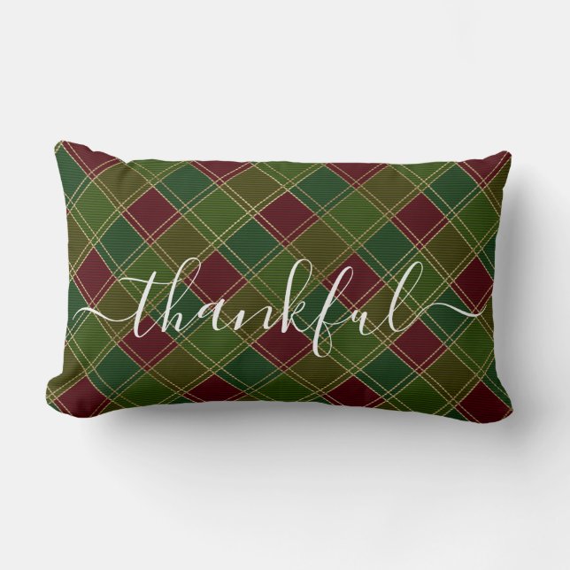 Coussin Rectangle Saison de grâce Thanksgiving Red Green Plaid (Recto)