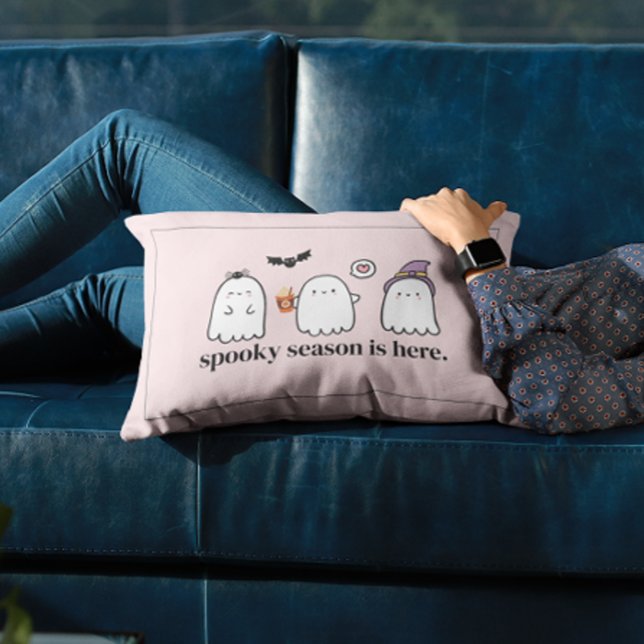 Coussin Rectangle Saison Éffrayante des Fantômes Rose mignon personn (Créateur téléchargé)