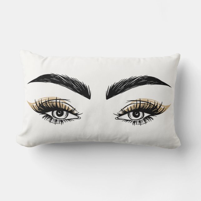 Coussin Rectangle Salon de Beauté Pretty Eyes Maquillage Cils Extens (Recto)