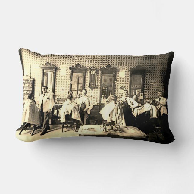 Coussin Rectangle Salon de coiffure pour hommes des années 1890 (Recto)