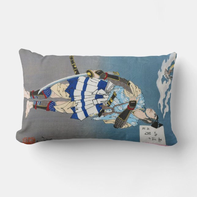 Coussin Rectangle Samouraï tenant un Katana, Tsukioka Yoshitoshi (Recto)