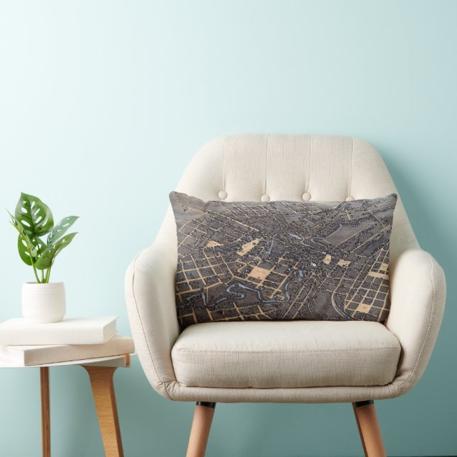 Coussin Rectangle San Antonio, Texas, carte antique aérienne de la v (Chaise)