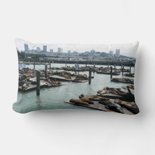 Coussin Rectangle San Francisco et Pier 39 Sea Lions City Skyline
