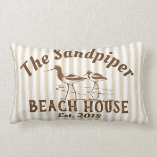 Coussin Rectangle Sandpiper Birds & Stripes Beach House Neutral