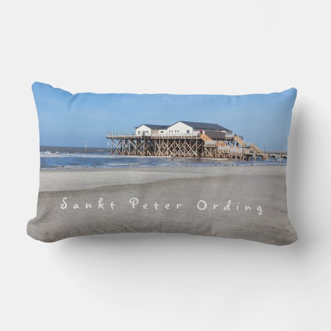 Coussin Rectangle Sankt Peter Ording House sur pilotis photo avec te (Recto)