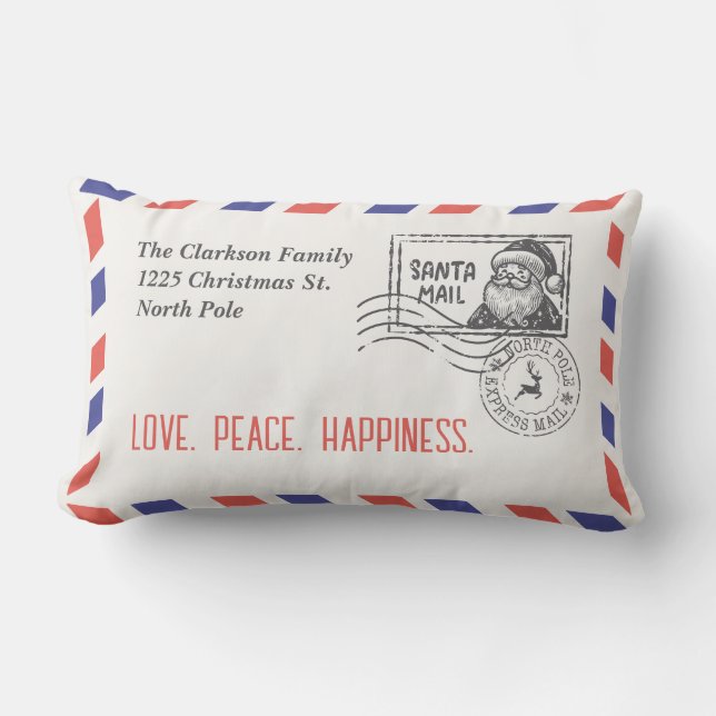 COUSSIN RECTANGLE SANTA CLAUS NORTH POLE EXPRESS ÉVOLUTION DU COURRI (Recto)