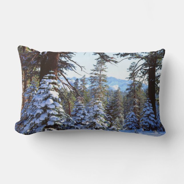 Coussin Rectangle Sapins rouges enneigés dans la High Sierra 2 (Recto)