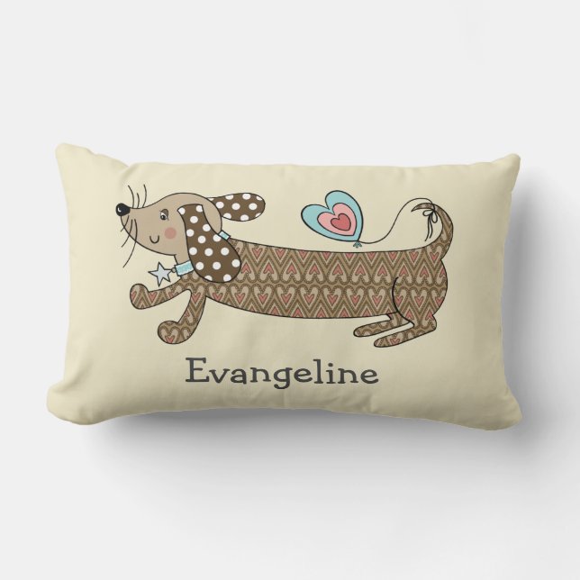 Coussin Rectangle Saucisse personnalisée Chien Dachshund Jeter Couss (Recto)