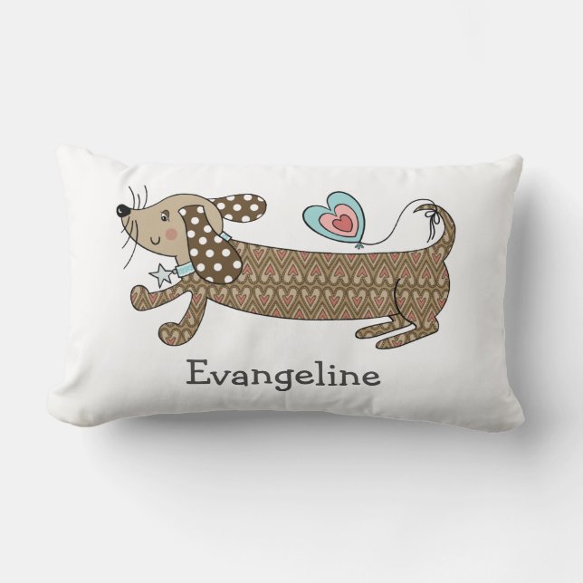 Coussin Rectangle Saucisse personnalisée Chien Dachshund Jeter Couss (Recto)
