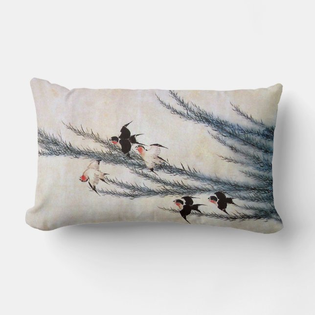 Coussin Rectangle Saule et hirondelle, Hokusai (Recto)