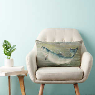 Coussin Rectangle Saumon de Californie par S.A. Kilbourne, Poisson V