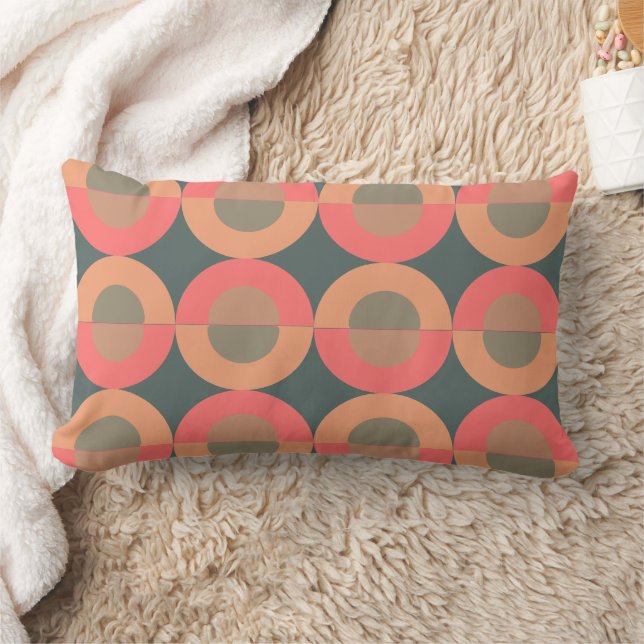 Coussin Rectangle Saumon et olive moderne du milieu du XXe siècle    (Couverture)