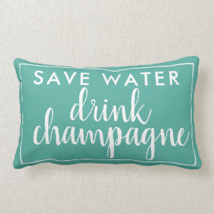 Coussin Rectangle Sauvez de l'eau Boire Champagne Aqua Green