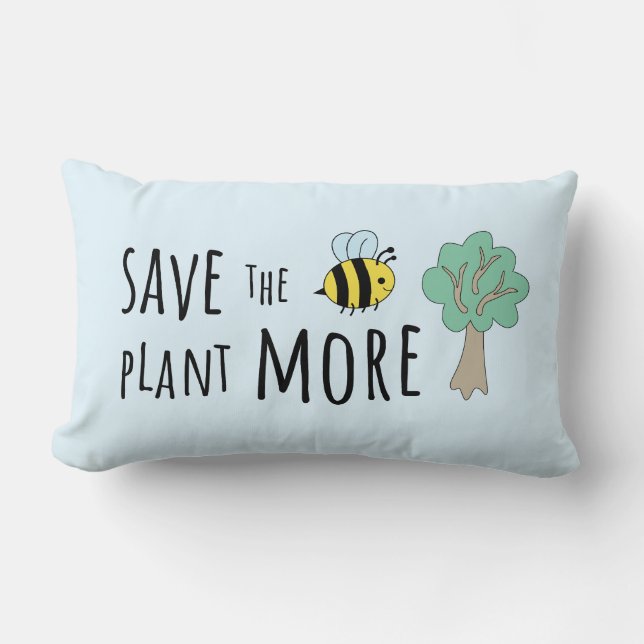 Coussin Rectangle Sauvez les abeilles, Plante plus d'arbres! (Recto)
