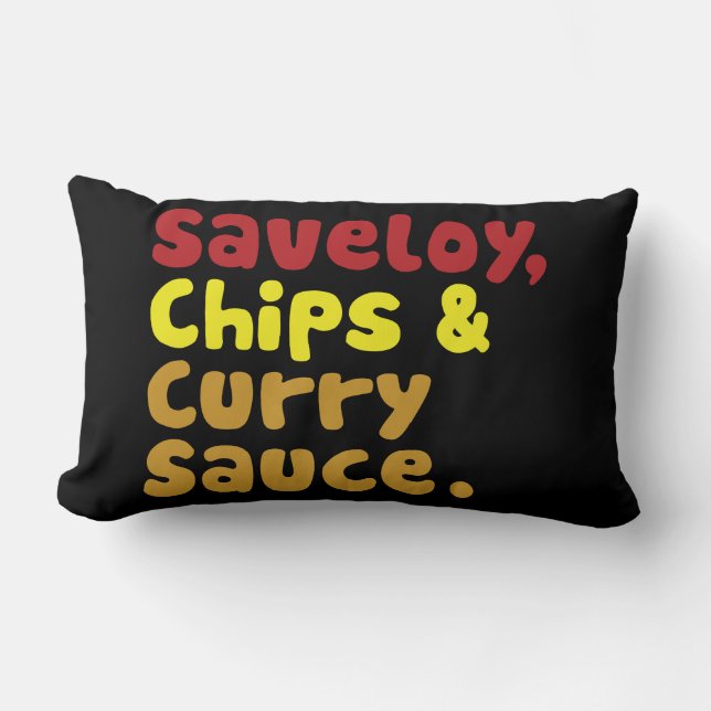 Coussin Rectangle Saveloy, frites et sauce curry. (Recto)