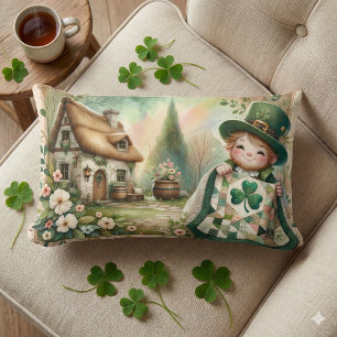 Coussin Rectangle Scène de courtepointe patchwork Cottage Leprechaun