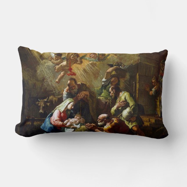 Coussin Rectangle Scène rococo de nativité (Recto)