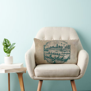Coussin Rectangle Scène vintage d'aviron