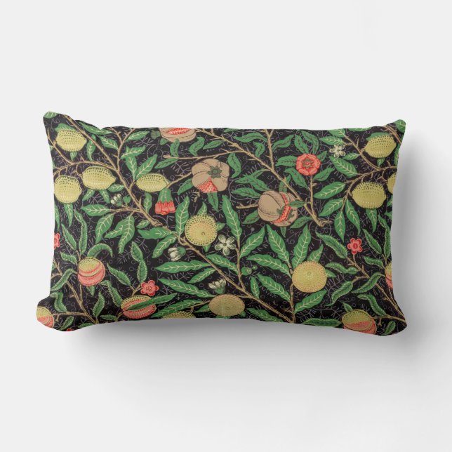 Coussin Rectangle Schéma floral de la grenade à fruits William Morri (Recto)