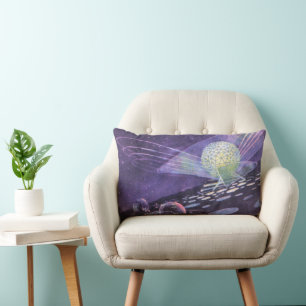Coussin Rectangle Science-fiction vintage, un globe lumineux avec de