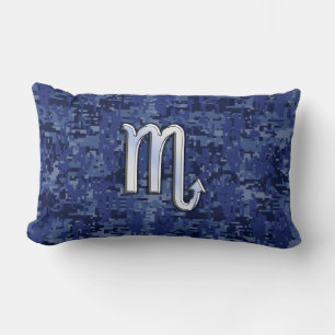 Coussin Rectangle Scorpio Zodiac Symbole de Navy Blue Camo