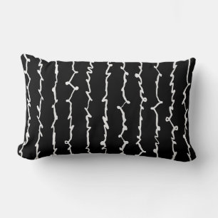 Coussin Rectangle Scribbles Abstraits en noir et blanc