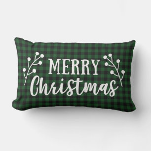 Coussin Rectangle Script agricole Joyeux Noël Buffalo Check