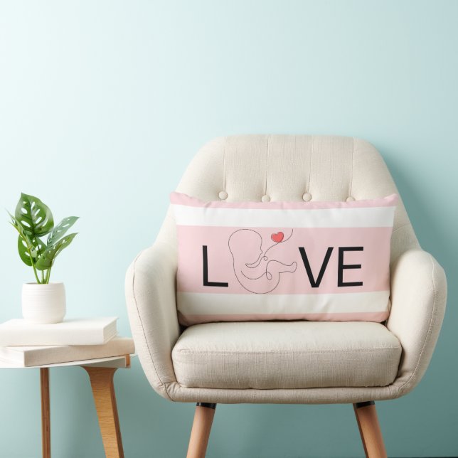 Coussin Rectangle Script bébé avec coeur rose, amour, (Chaise)