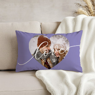 Coussin Rectangle Script de l'amour Photo de cœur Lavande