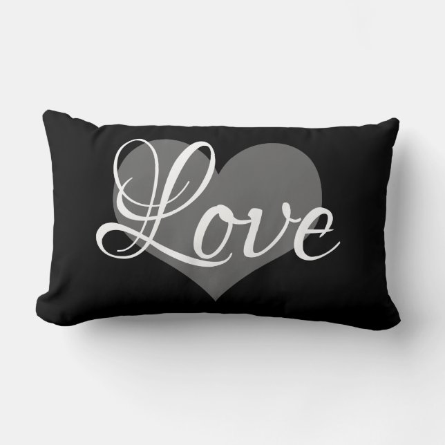Coussin Rectangle script LOVE en noirs et gris | (Recto)