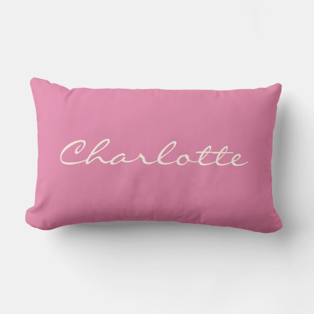 Coussin Rectangle Script moderne minimaliste en rose Personnalisé (Recto)