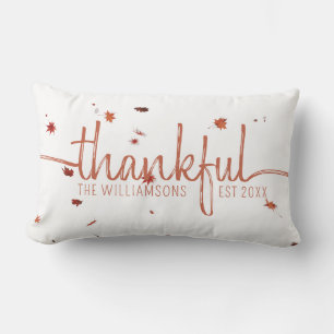 Coussin Rectangle Script rustique de remerciement Automne quitte Mon