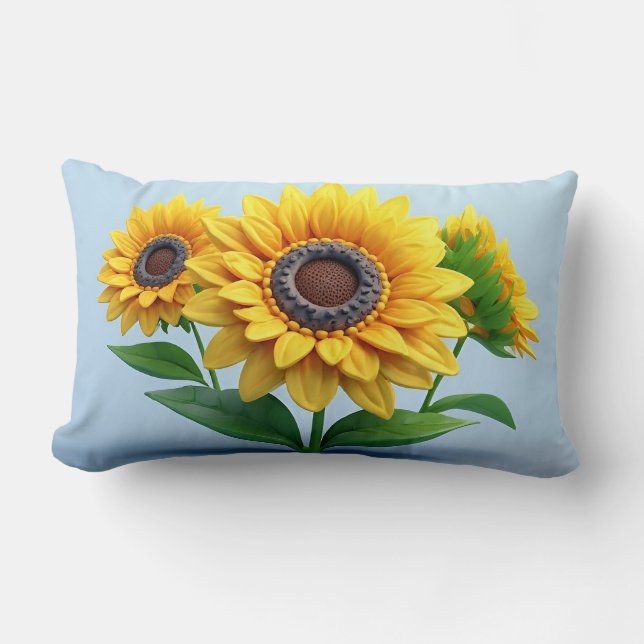Coussin Rectangle Sculpture de bouquet de tournesols lumineux (Recto)