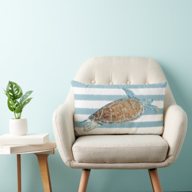 Coussin Rectangle Sea Turtle Art Blue (Chaise)