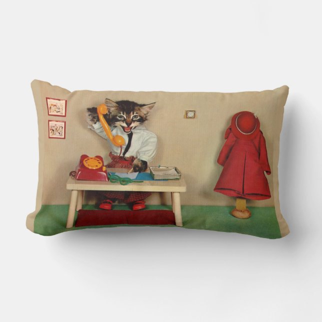 Coussin Rectangle secrétaire tabby kitten (Recto)