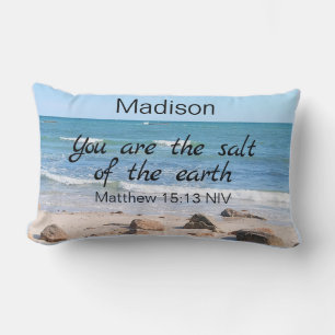 Coussin Rectangle Sel de la Terre Photo d'Ocean Bible Verse