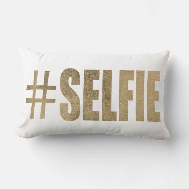 Coussin Rectangle Selfie d'or (Recto)