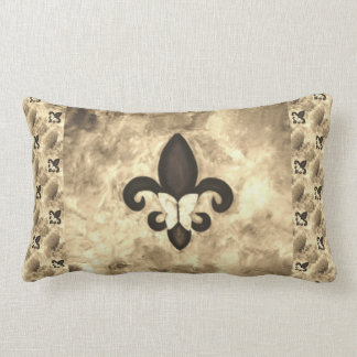 Coussin Rectangle Sepia Butterfleur | Tan Butterfly on Fleur de Lis
