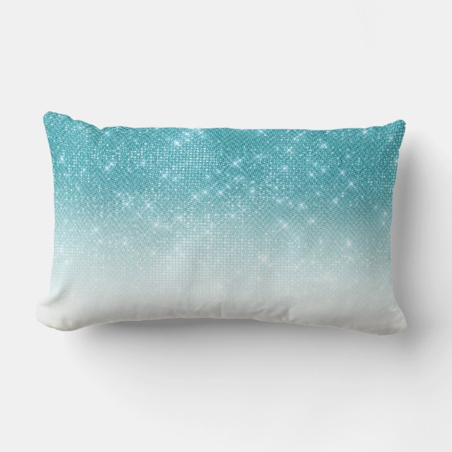 Coussin Rectangle Séquin Ombre de Parties scintillant Bleu d'Aqua br (Recto)