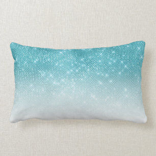 Coussin Rectangle Séquin Ombre de Parties scintillant Bleu d'Aqua br