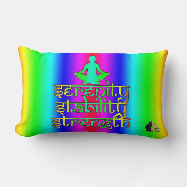Coussin Rectangle Sérénité Stabilité Force Arc-en-ciel Intentions (Recto)